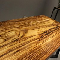 现代简约设计乌金木大板小斑马餐桌整板实木无拼接书桌办公桌